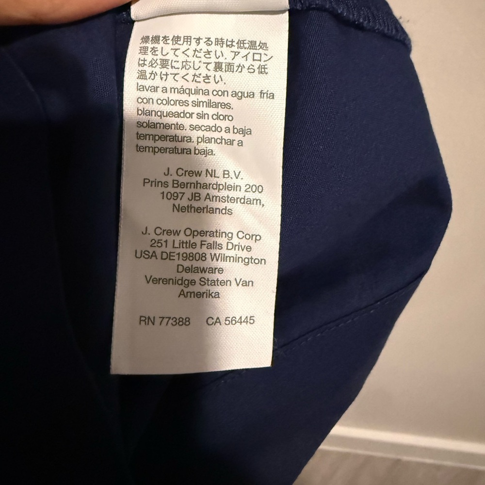 J.Crew Factory Navy Blue Mini Dress Puff Sleeve Collared Preppy Nautical - Picture 8 of 9